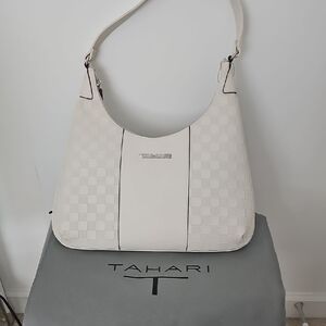 Tahari Ivory Checkered Shoulder Bag